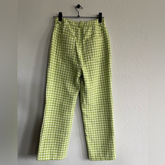Topshop Green Houndstooth Crop Trousers Size 6 - Picture 5 of 6